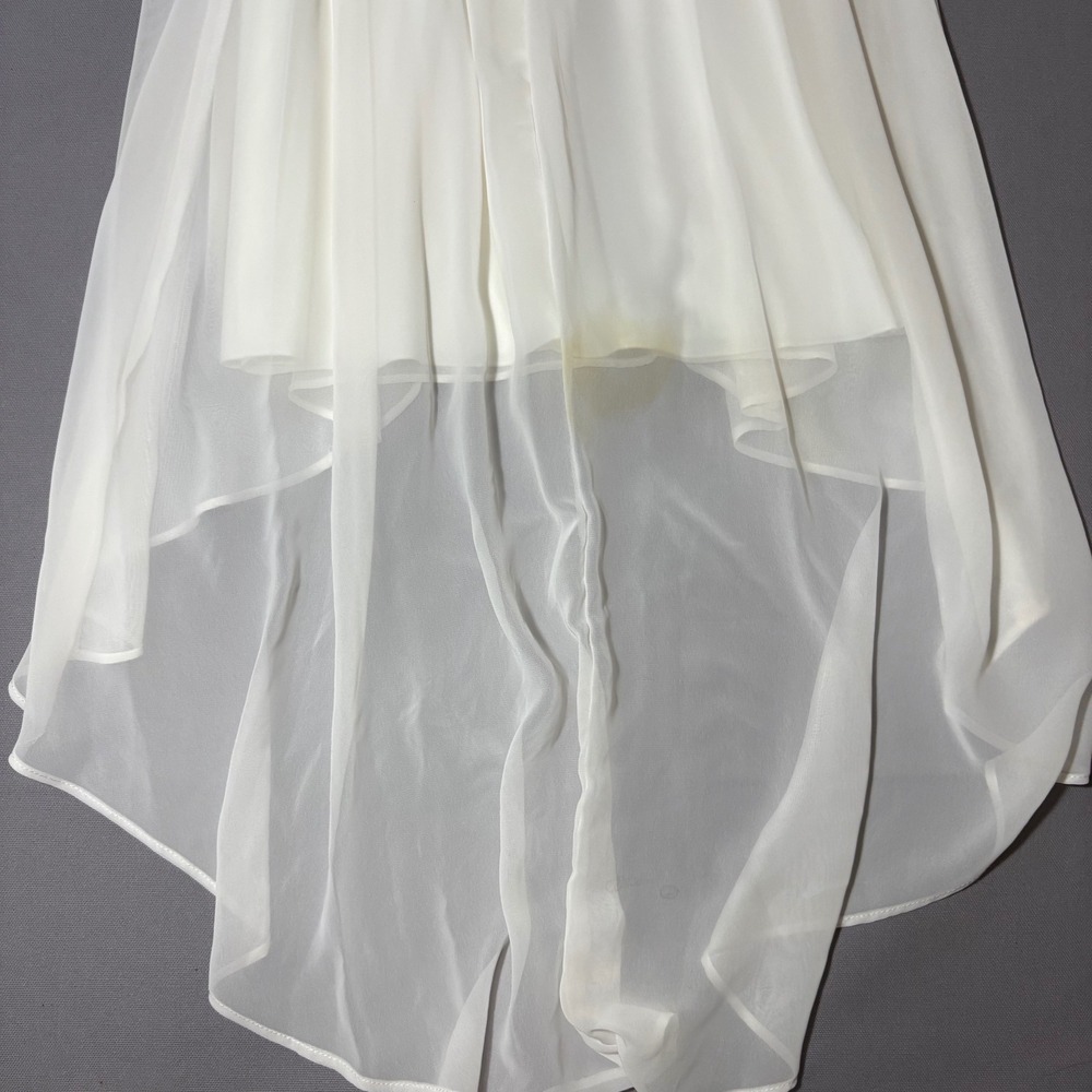 B. Darlin High Low Dress Womens 1/2 White Lace Sequin Rhinestone Formal - Picture 10 of 11